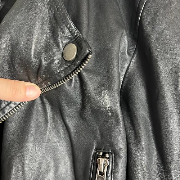 Slate & Willow Black Leather Biker Moto Jacket Size M - Picture 15 of 16